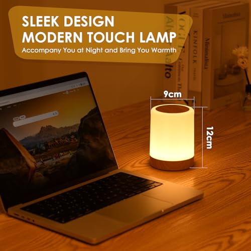 Auxmir Nachtlicht Nachttischlampe Touch Dimmbar mit 256 RGB Farben 5 Modi, 3000mAh Tischlampe Kabellos USB Aufladbar