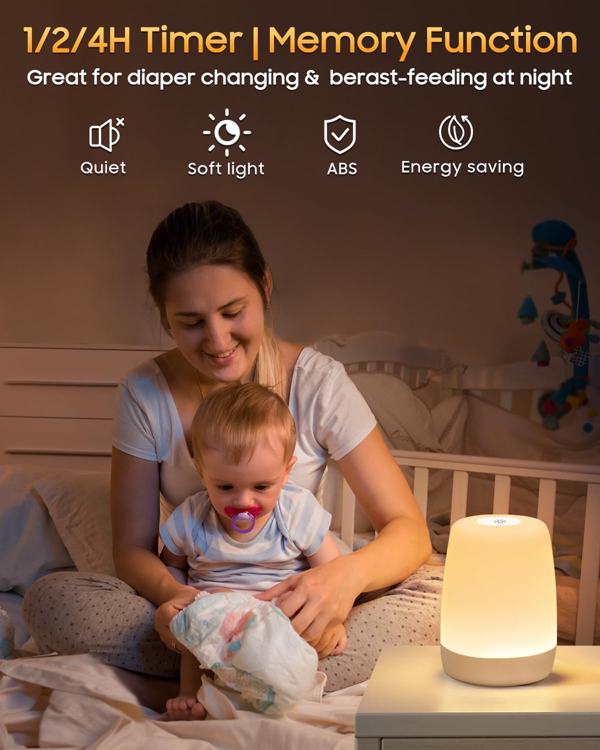 LED Nachttischlampe Touch Dimmbar mit 256 RGB Farben & 3 Modi, Nachtlicht Kinder USB Aufladbar mit Timing & Memory