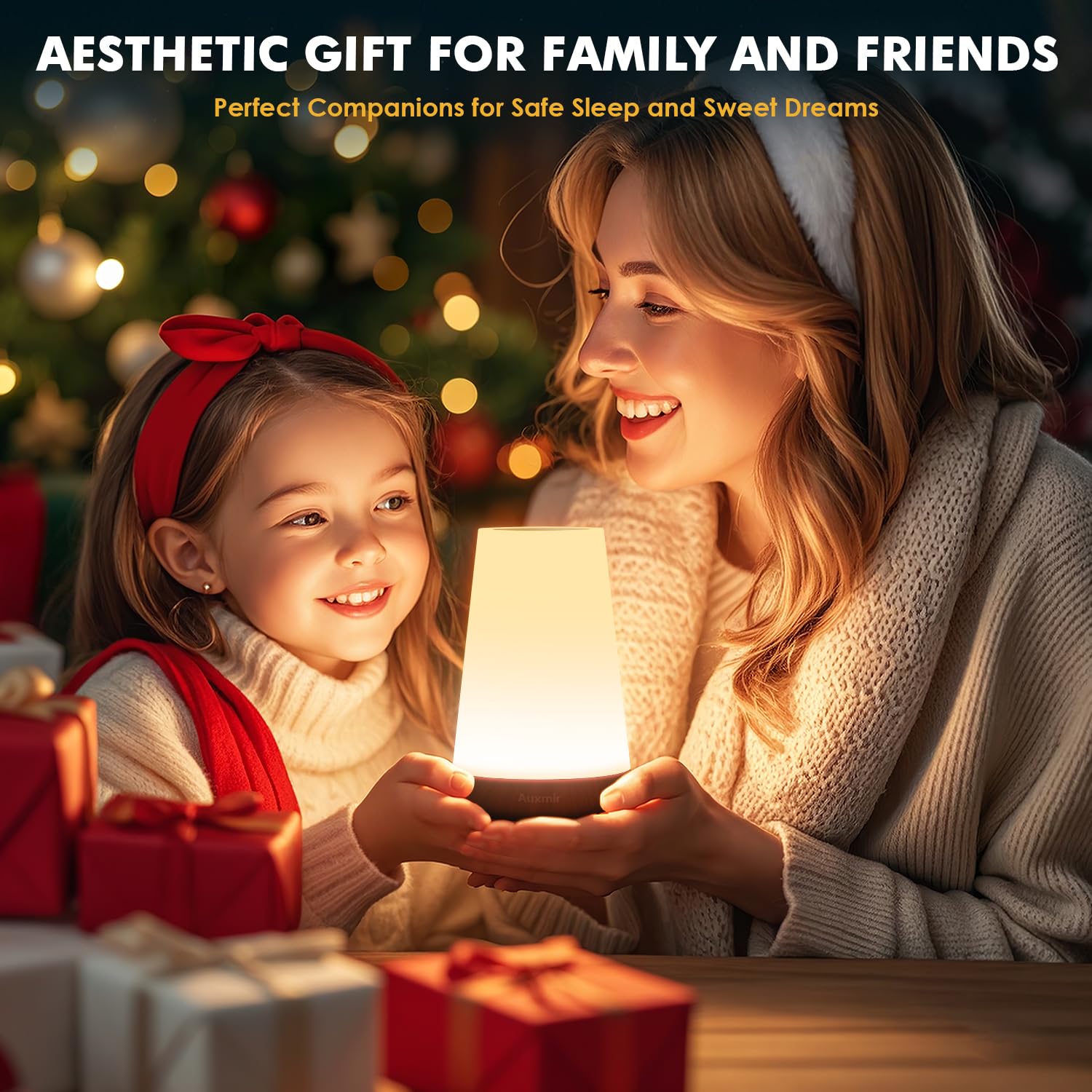 Auxmir Nachttischlampe 2500mAh 13 Farben 5 Modi, Nachtlicht Kinder mit Timing Funktion, LED Tischlampe USB Aufladbar