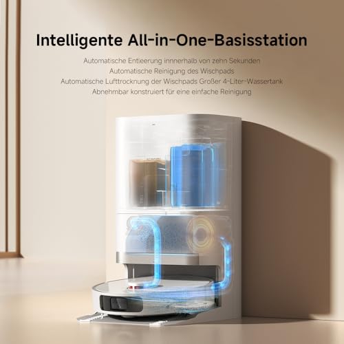 Xiaomi Robot Vacuum X20+ Saugroboter mit Absaugstation, 4L Tanks, 6000Pa Saugkraft, LDS-Navigation, 280m² Wischen, Auto-Trocknung Mops