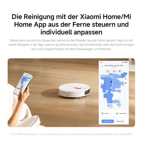 Xiaomi Robot Vacuum X20+ Saugroboter mit Absaugstation, 4L Tanks, 6000Pa Saugkraft, LDS-Navigation, 280m² Wischen, Auto-Trocknung Mops