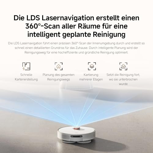 Xiaomi Robot Vacuum X20+ Saugroboter mit Absaugstation, 4L Tanks, 6000Pa Saugkraft, LDS-Navigation, 280m² Wischen, Auto-Trocknung Mops