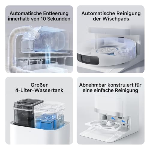 Xiaomi Robot Vacuum X20+ Saugroboter mit Absaugstation, 4L Tanks, 6000Pa Saugkraft, LDS-Navigation, 280m² Wischen, Auto-Trocknung Mops