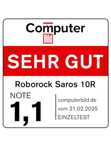 roborock Saros 10R Saugroboter mit Wischfunktion, 7,98cm Slim Design, StarSight 2.0 Navigation, Zero-Tangle System, Teppich & Hartböden