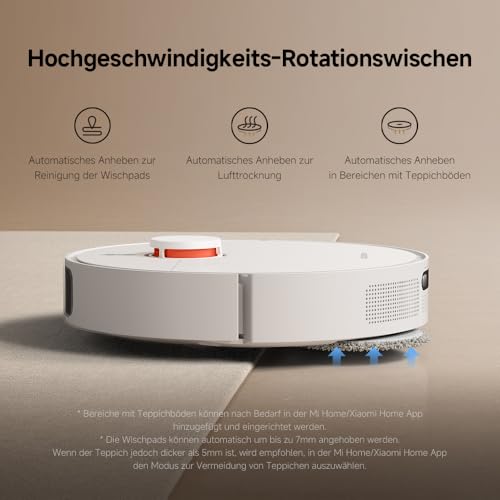 Xiaomi Robot Vacuum X20+ Saugroboter mit Absaugstation, 4L Tanks, 6000Pa Saugkraft, LDS-Navigation, 280m² Wischen, Auto-Trocknung Mops