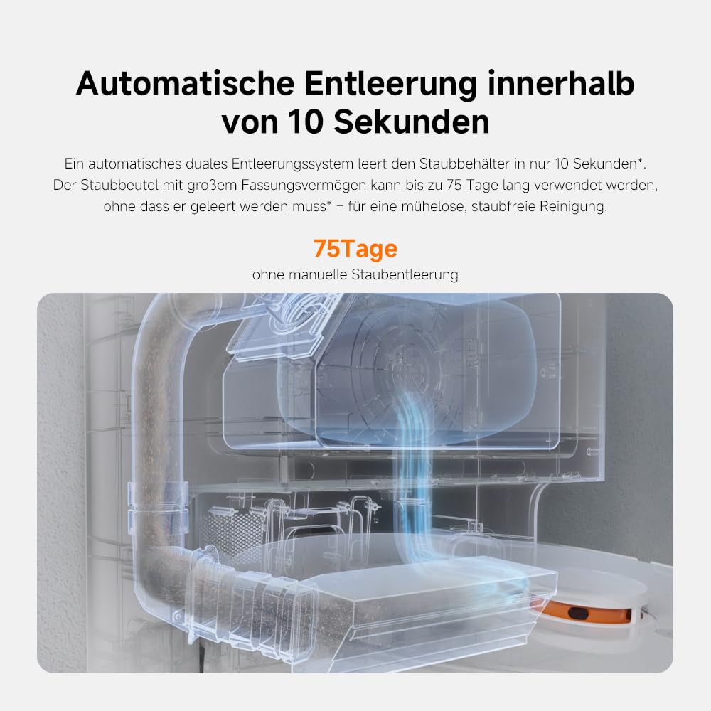 Xiaomi Robot Vacuum X20+ Saugroboter mit Absaugstation, 4L Tanks, 6000Pa Saugkraft, LDS-Navigation, 280m² Wischen, Auto-Trocknung Mops