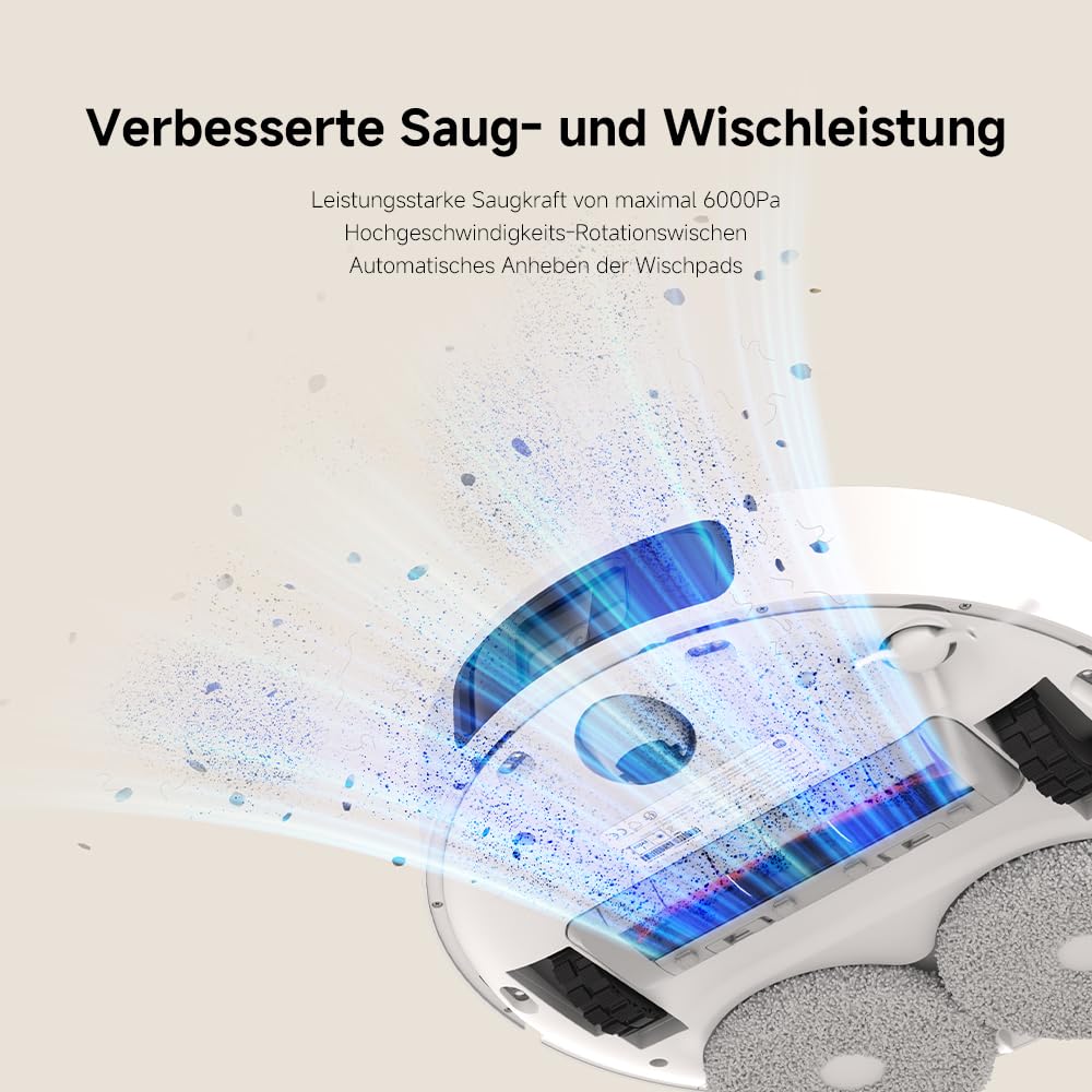 Xiaomi Robot Vacuum X20+ Saugroboter mit Absaugstation, 4L Tanks, 6000Pa Saugkraft, LDS-Navigation, 280m² Wischen, Auto-Trocknung Mops