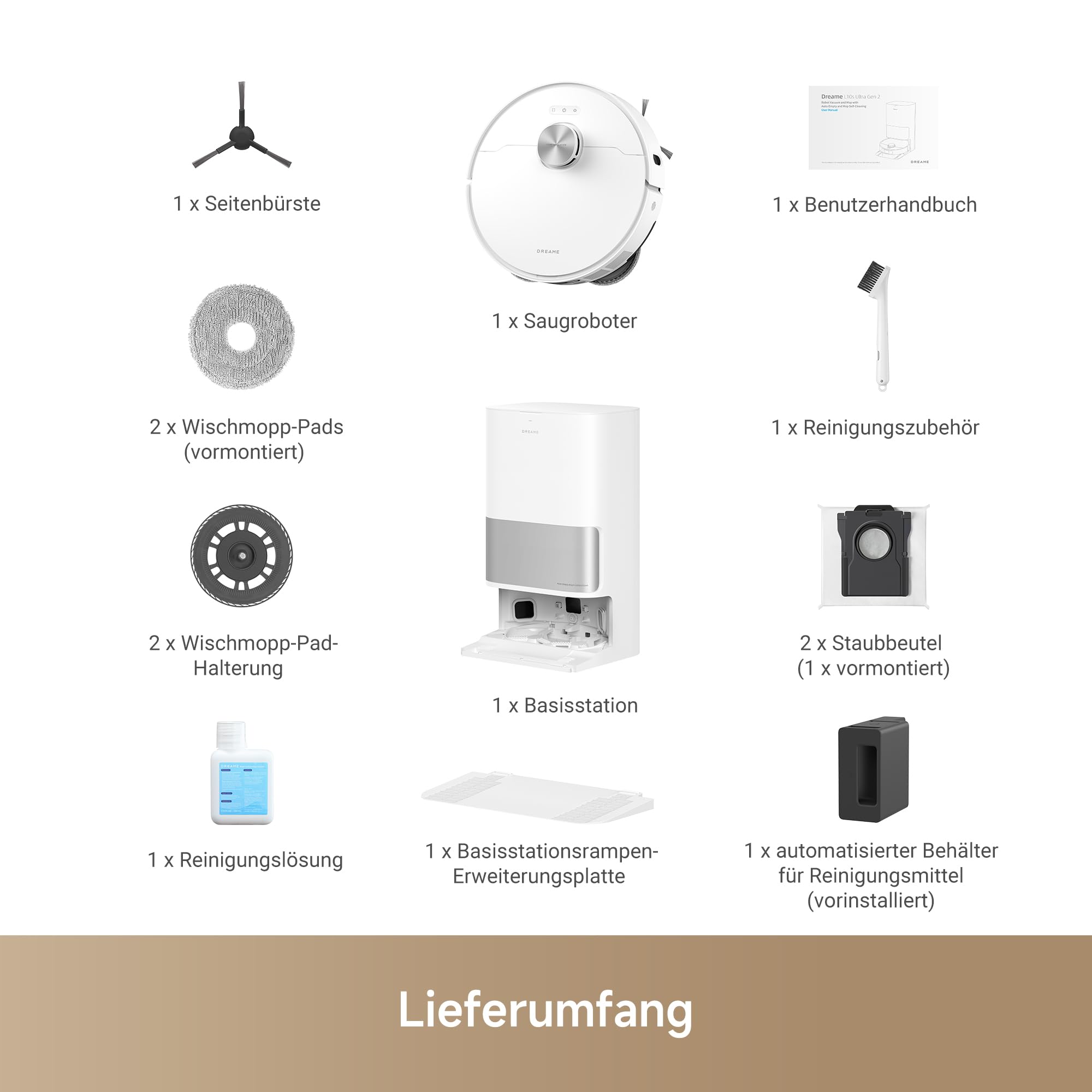dreame L10s Ultra Gen 2 Saugroboter mit Wischfunktion, 10.000Pa, MopExtend RoboSwing, Haustiermodus, Vielseitige Teppichreinigung, Station