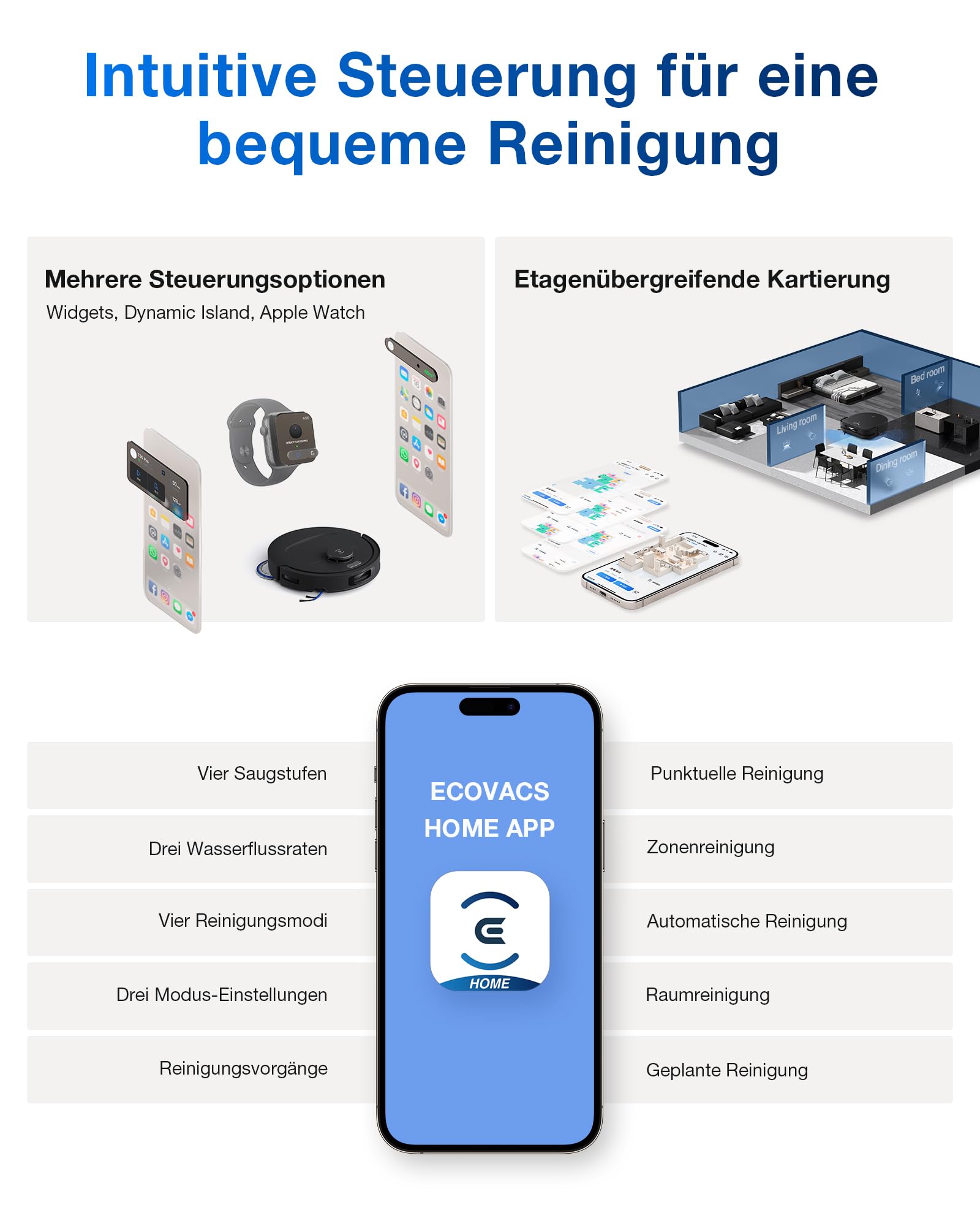 ECOVACS DEEBOT T30C Omni Saugroboter mit Wischfunktion, 20.000Pa, OZMO Turbo 2.0, ZeroTangle 3.0, TruEdge 2.0, 75°C Moppreinigung, Schwarz