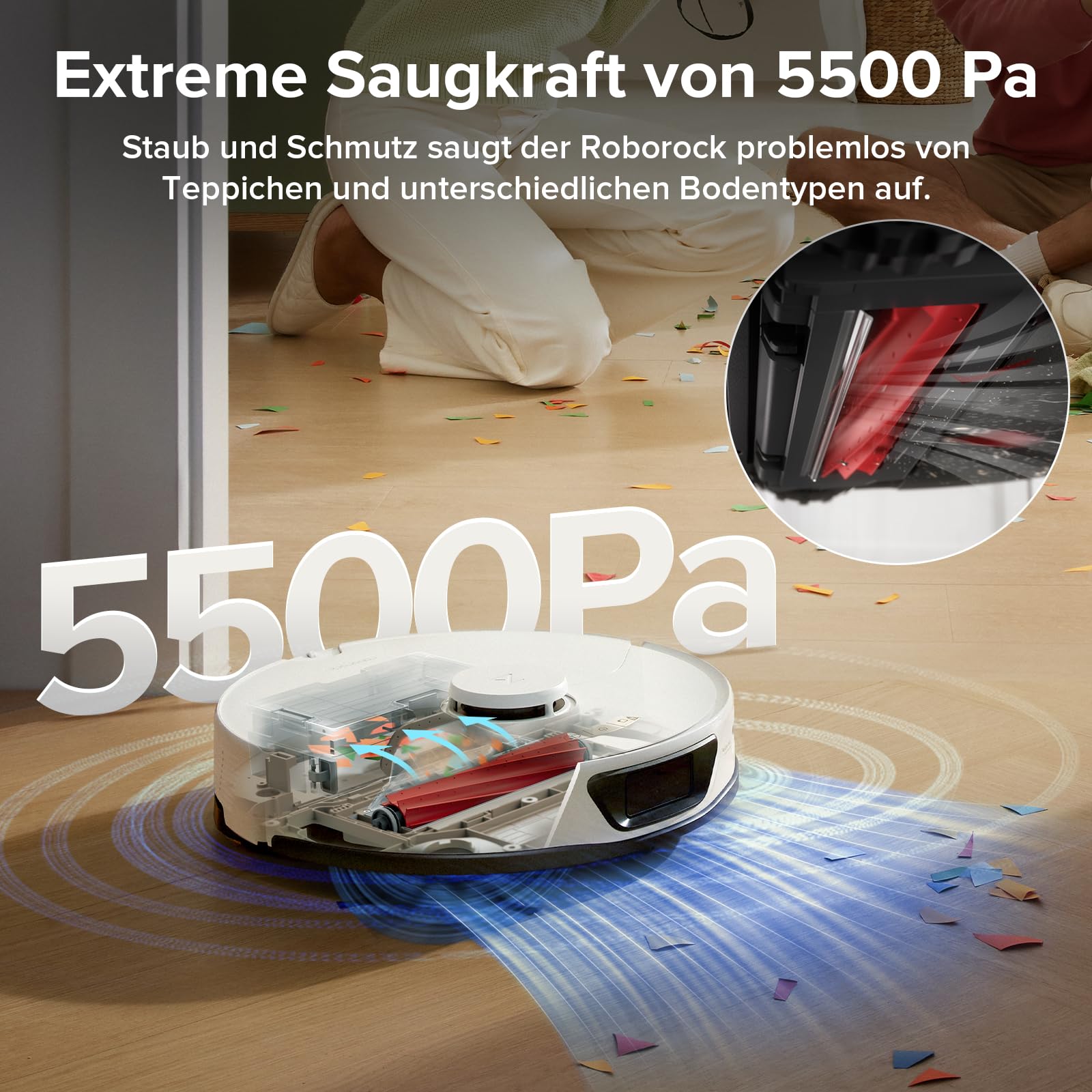 roborock S7 Max Ultra Saugroboter mit 5500Pa, Selbstentleerung, Selbstwaschen, Hindernisvermeidung, App & Sprachsteuerung, Multi-Station