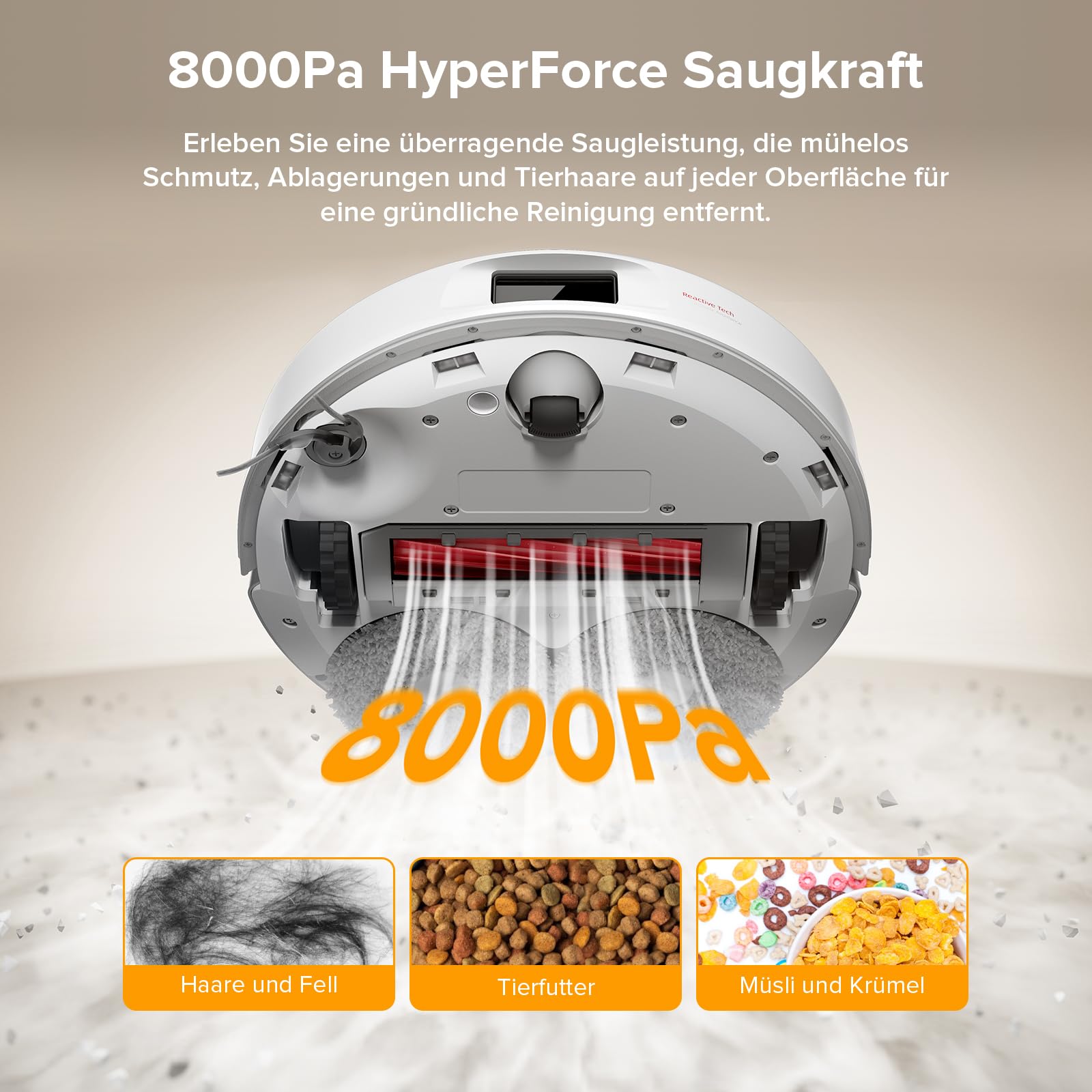 roborock Qrevo Serie Saugroboter mit Wischfunktion, 8000Pa Saugkraft, Hebbarer Mop, Anti-Verfilzungsbürste, Hindernisvermeidung, All-in-One