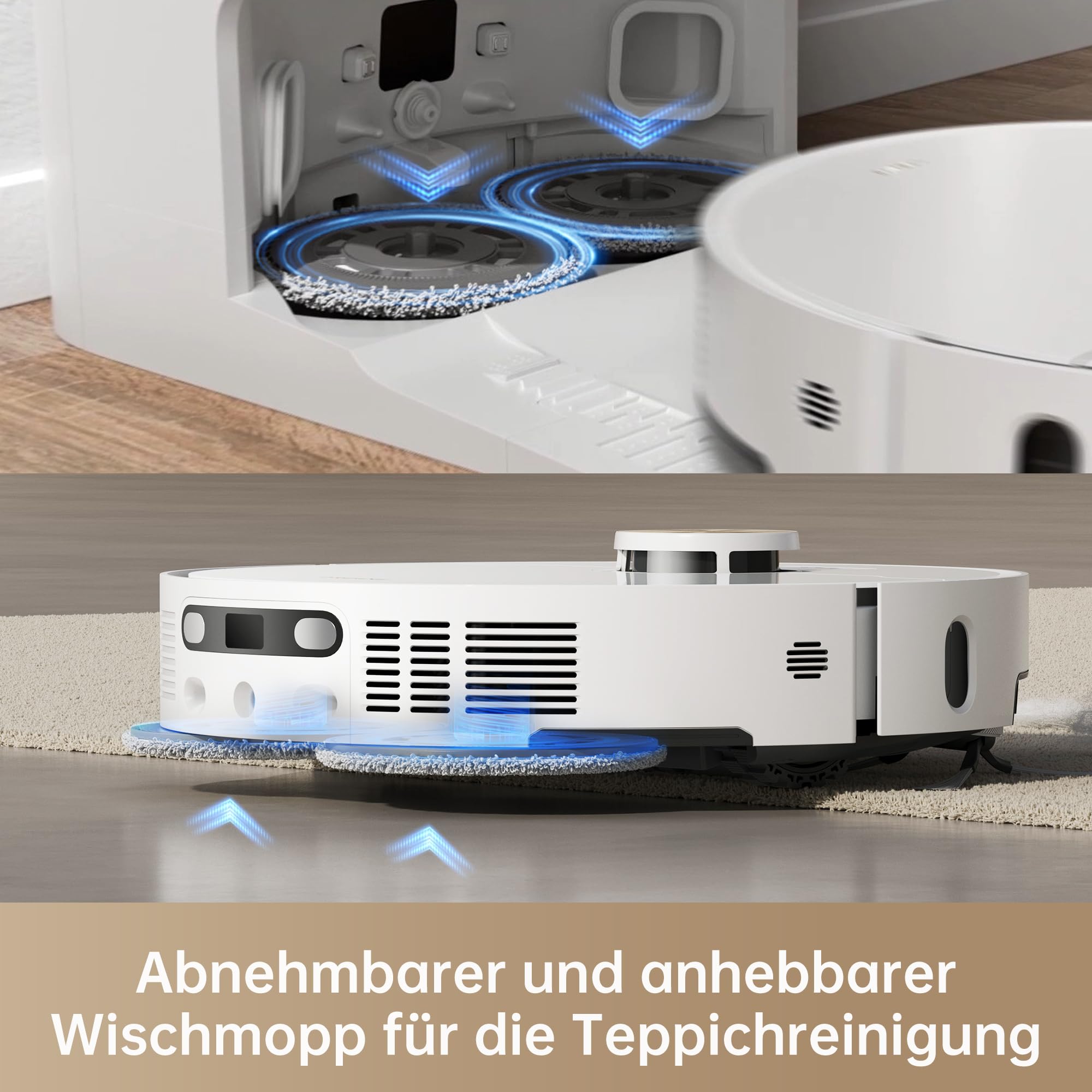 dreame X40 Ultra Complete Saugroboter mit Wischfunktion, 12.000Pa, 70°C Moppreinigung, Anti-Wirrwarr, Anhebbare Bürsten, Selbstreinigung