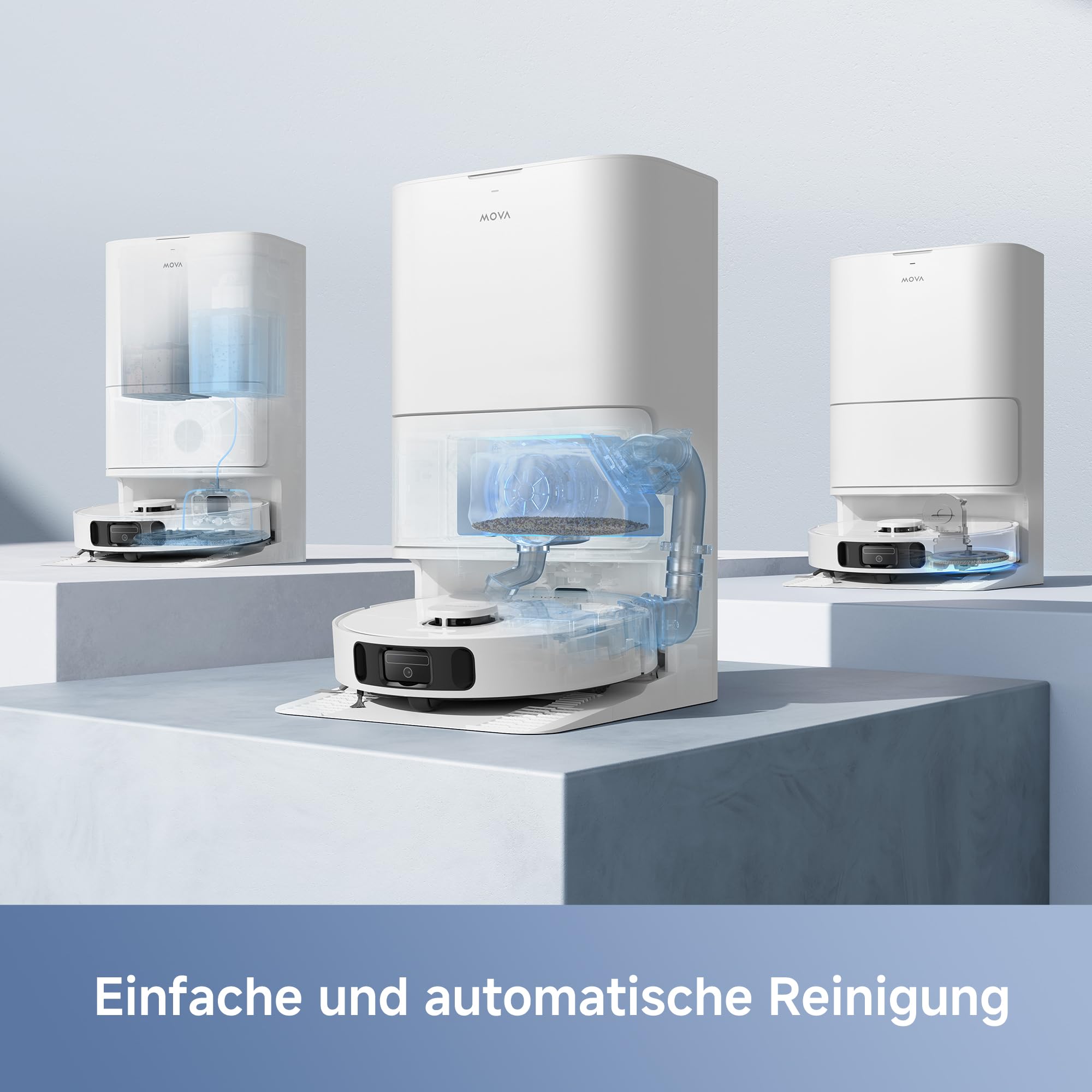 Mova E30 Ultra Saugroboter mit Wischfunktion, 7000Pa, 10,5mm Mop-Anhebung, Ultraschall-Teppicherkennung, Robo Swing, Selbstentleerung