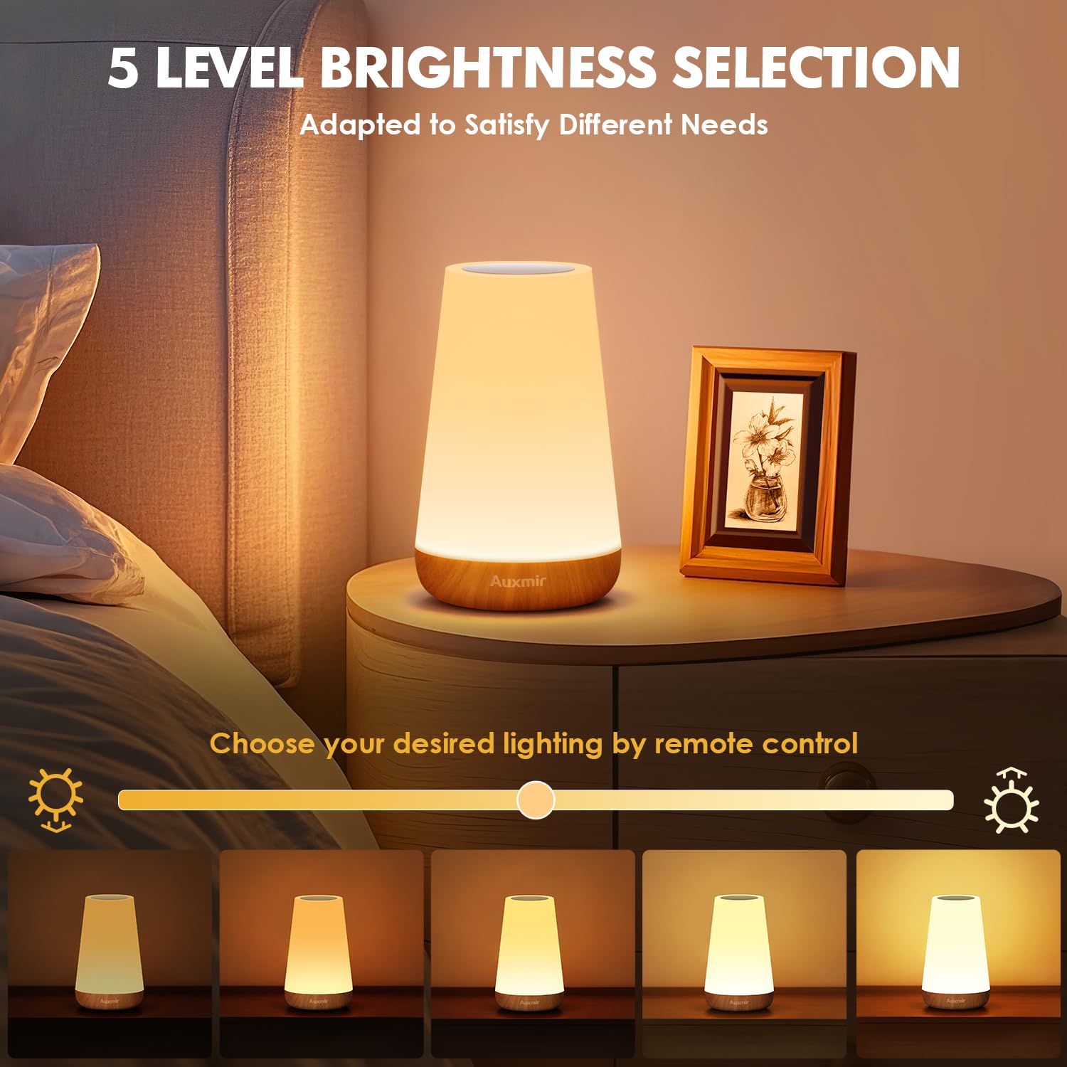 Auxmir Nachttischlampe 2500mAh 13 Farben 5 Modi, Nachtlicht Kinder mit Timing Funktion, LED Tischlampe USB Aufladbar