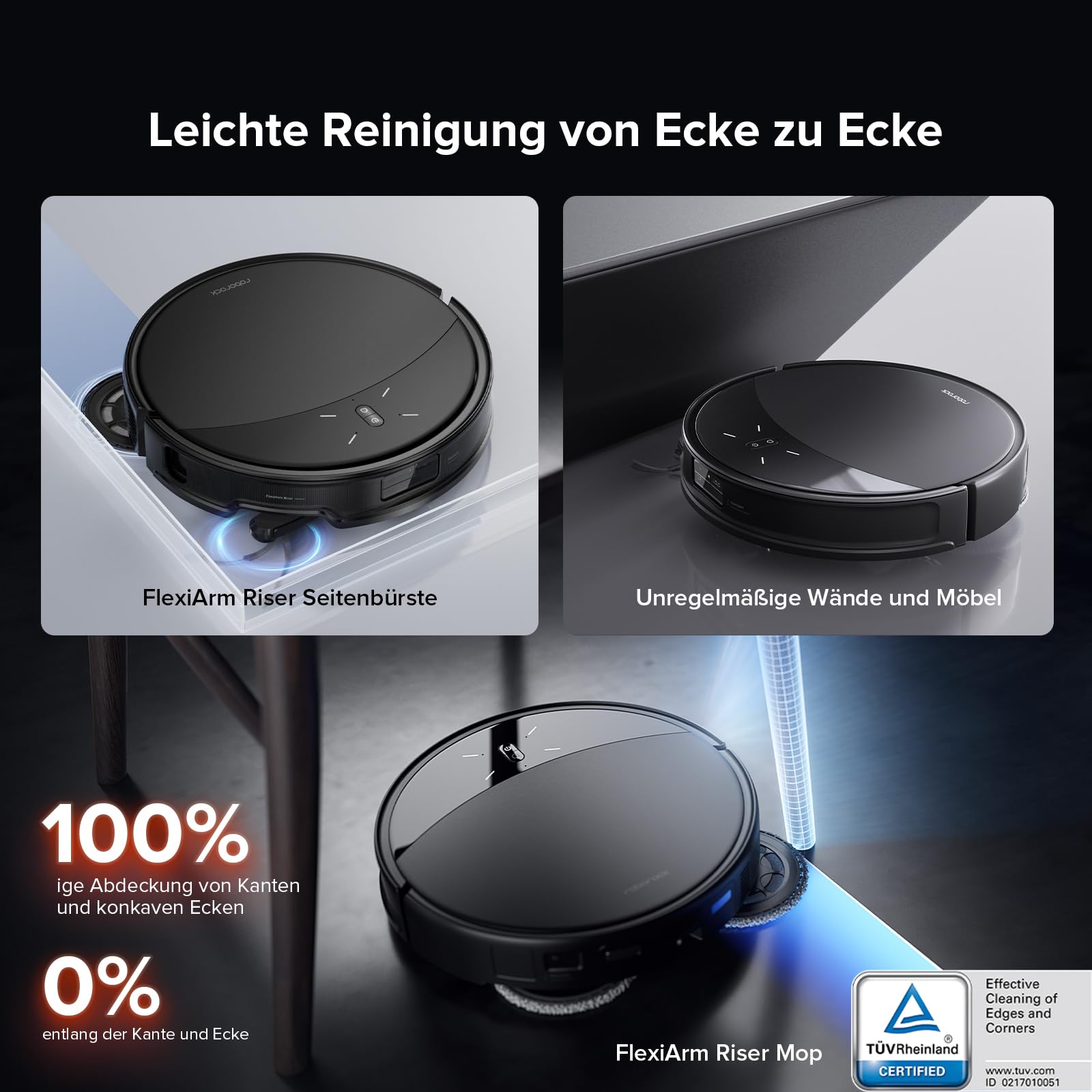 roborock Saros 10R Saugroboter mit Wischfunktion, 7,98cm Slim Design, StarSight 2.0 Navigation, Zero-Tangle System, Teppich & Hartböden