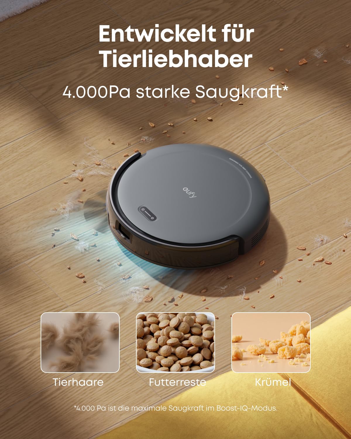 eufy C10 Saugroboter mit Absaugstation, 7,3cm Ultraflach, Teppichreinigung, Punktlaser- & Infrarot-Navigation, Automatische Entleerung