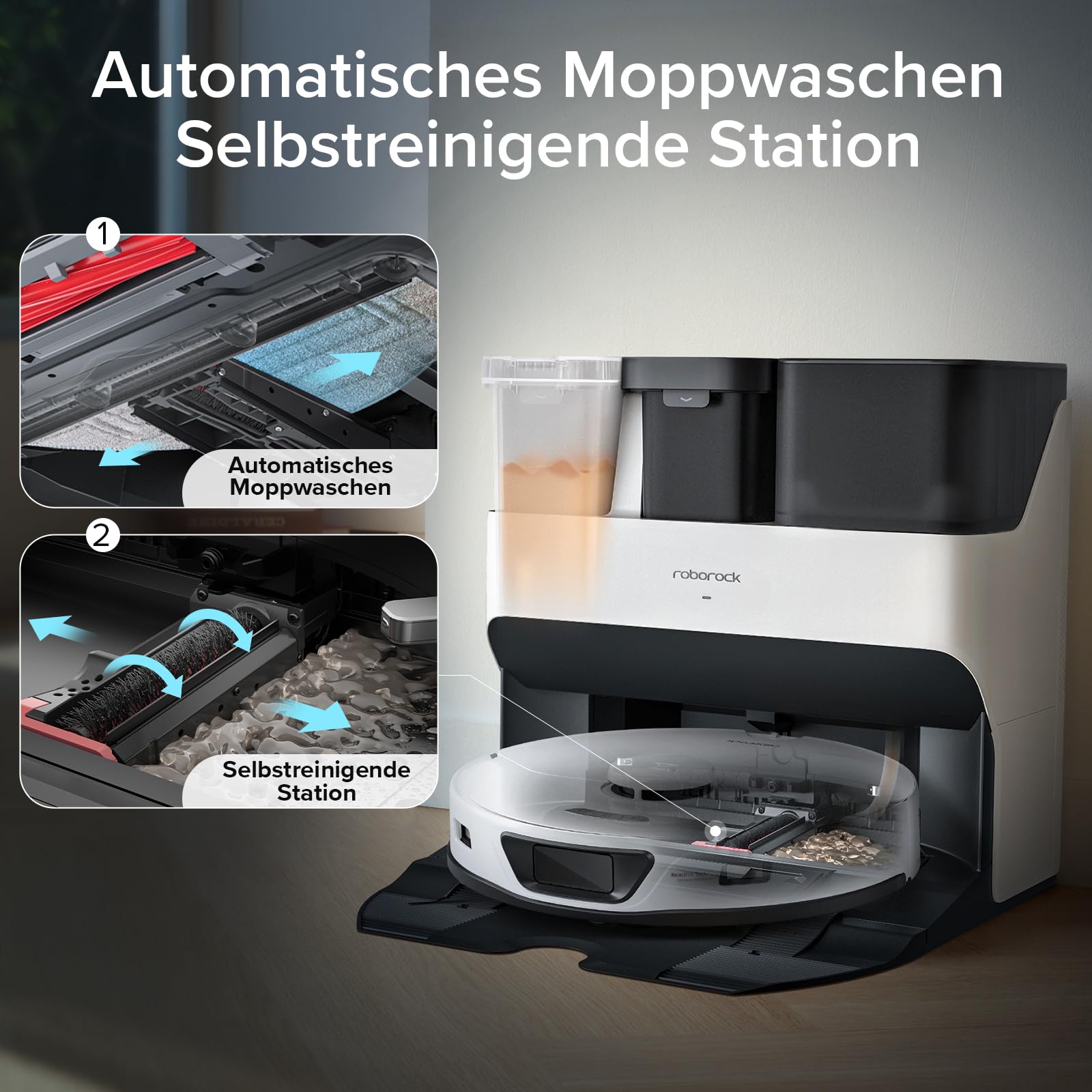 roborock S7 Max Ultra Saugroboter mit 5500Pa, Selbstentleerung, Selbstwaschen, Hindernisvermeidung, App & Sprachsteuerung, Multi-Station
