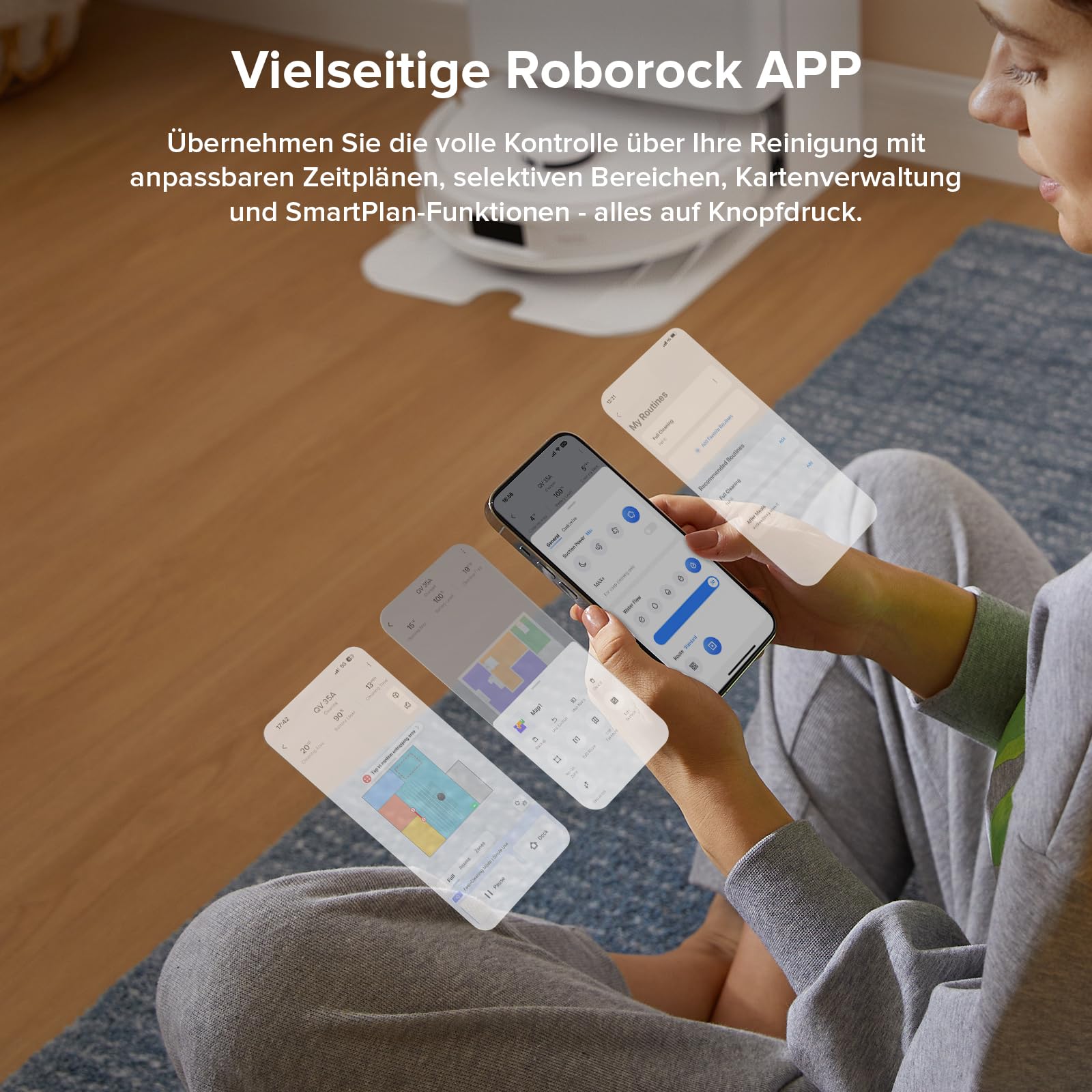 roborock Qrevo Serie Saugroboter mit Wischfunktion, 8000Pa Saugkraft, Hebbarer Mop, Anti-Verfilzungsbürste, Hindernisvermeidung, All-in-One