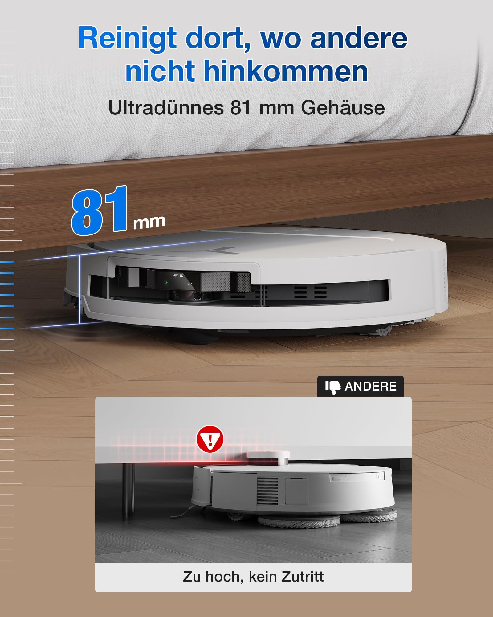 ECOVACS DEEBOT T50 Omni Saugroboter mit Wischfunktion, 15.000Pa, ZeroTangle 2.0, Ausziehbare Bürste, 75°C Moppreinigung, All-in-One-Station