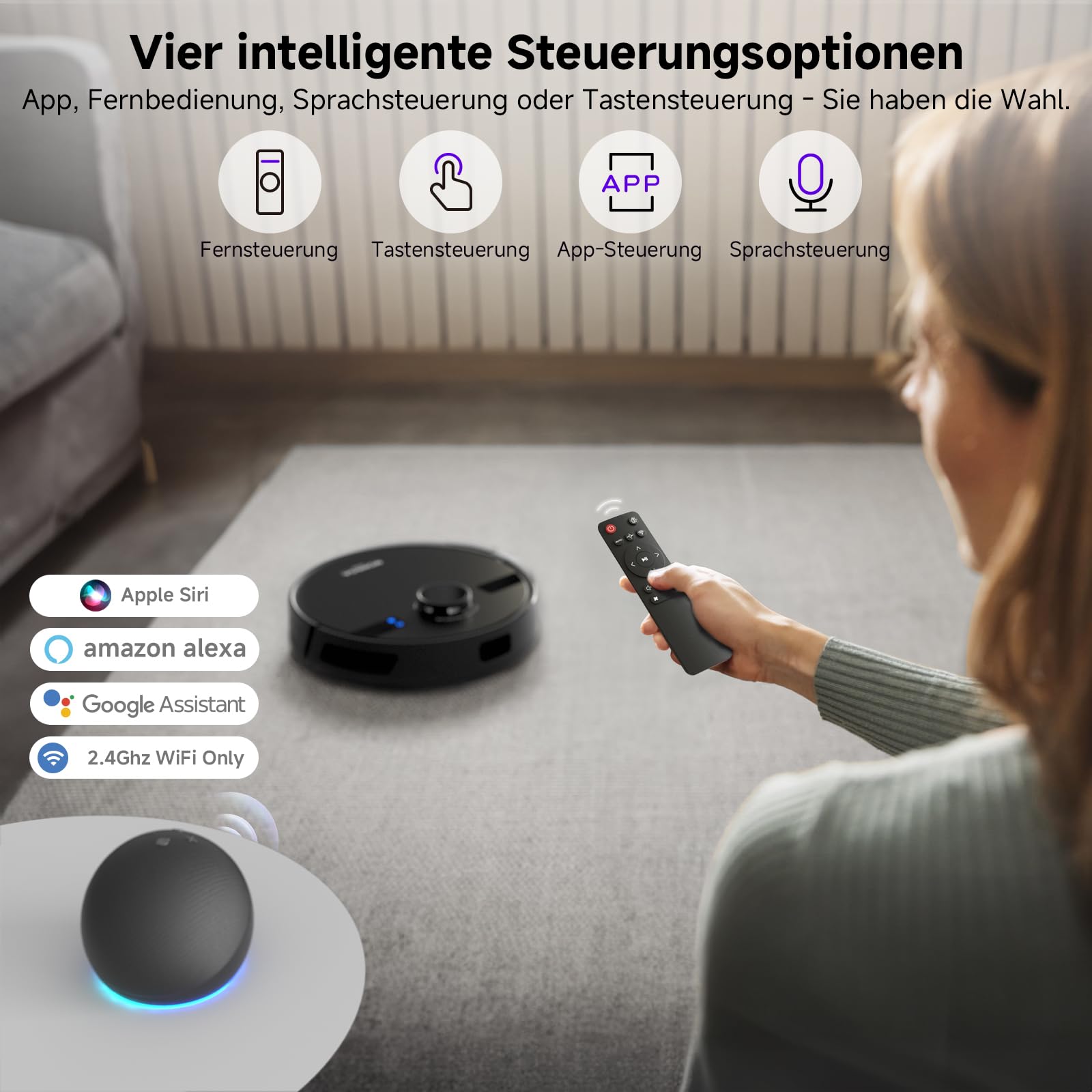 MONSGA Saugroboter mit Wischfunktion, 5000Pa, 3,5L Absaugstation, 180Min Laufzeit, LiDAR Navigation, Ideal für Teppiche, Tierhaare & Böden