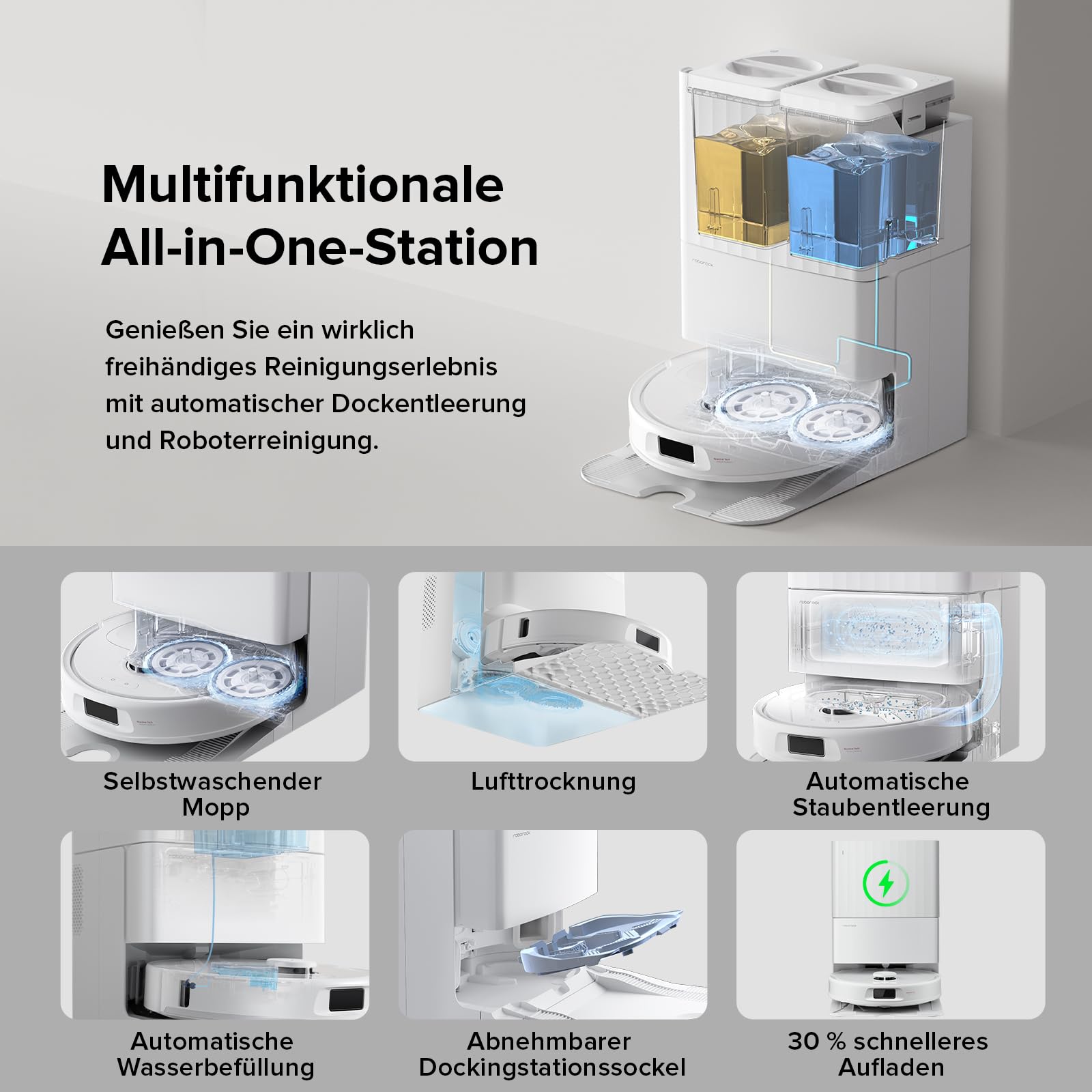 roborock Qrevo Serie Saugroboter mit Wischfunktion, 8000Pa Saugkraft, Hebbarer Mop, Anti-Verfilzungsbürste, Hindernisvermeidung, All-in-One