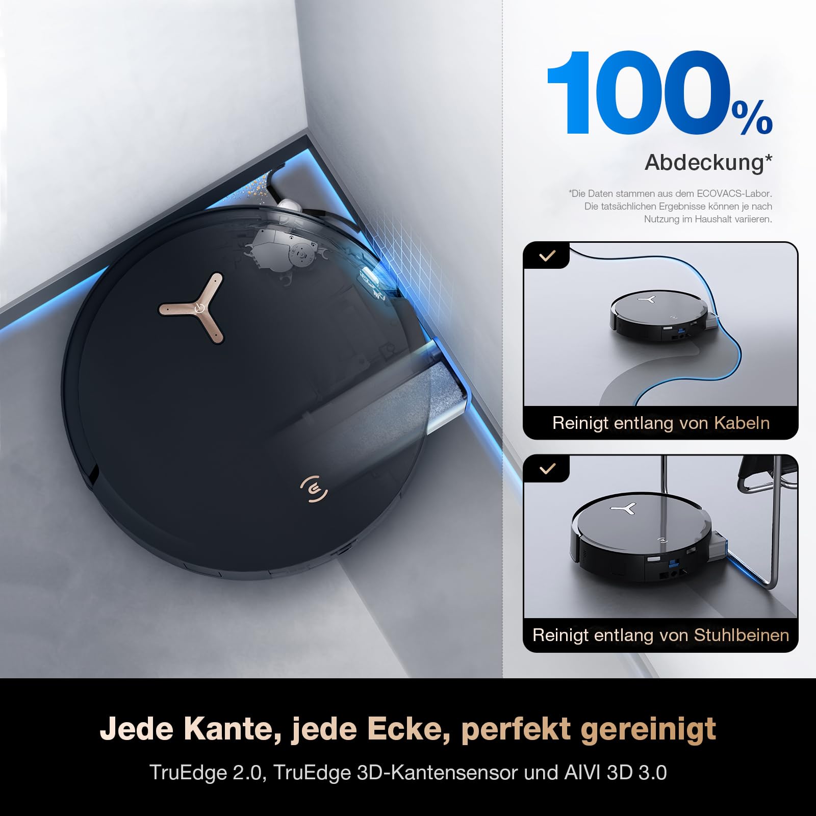 ECOVACS DEEBOT X8 PRO Omni Saugroboter mit Wischfunktion, 18.000Pa, OZMO Roller, 12-in-1 Station, YIKO-GPT Sprachsteuerung, Moppreinigung