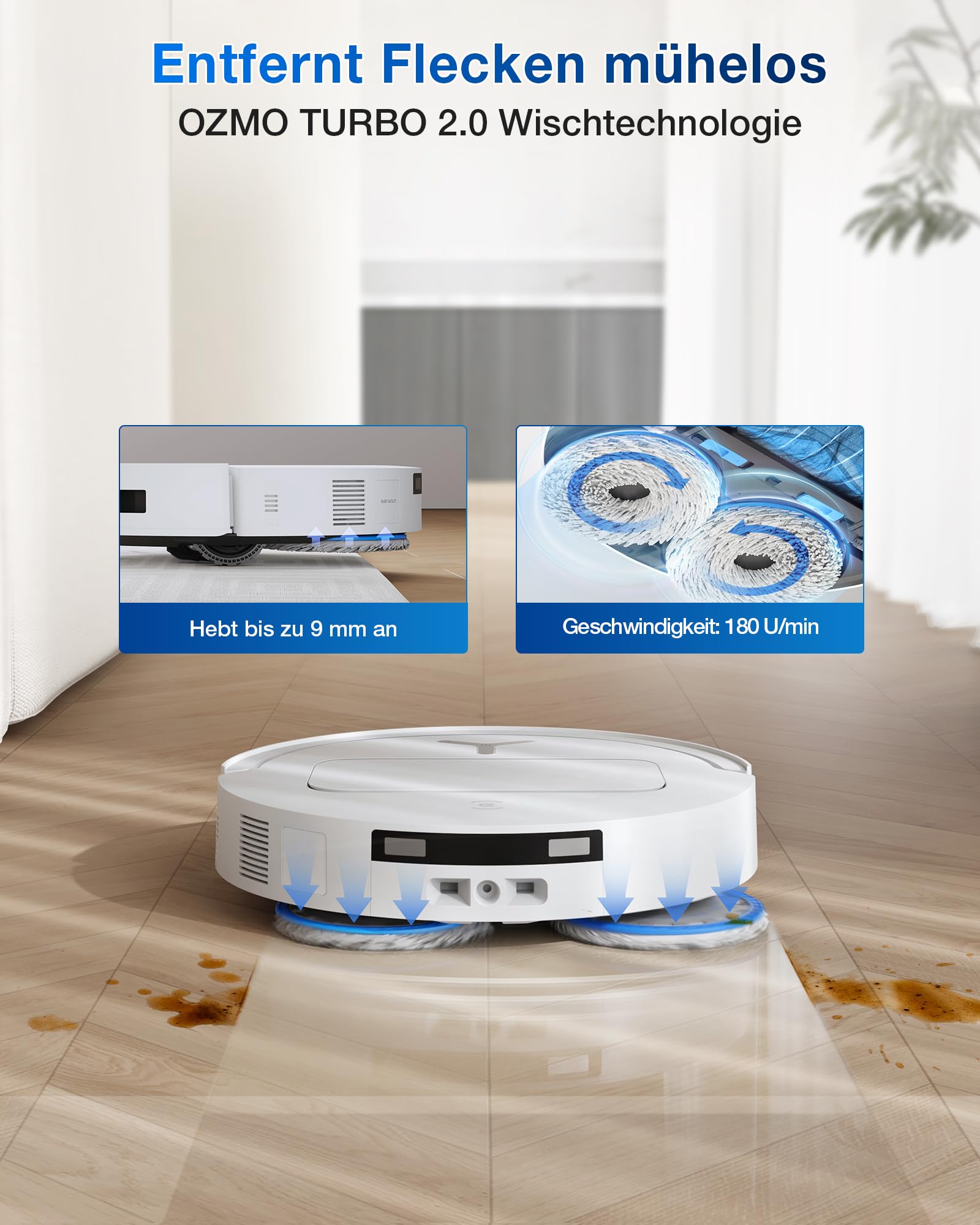 ECOVACS DEEBOT T50 Omni Saugroboter mit Wischfunktion, 15.000Pa, ZeroTangle 2.0, Ausziehbare Bürste, 75°C Moppreinigung, All-in-One-Station