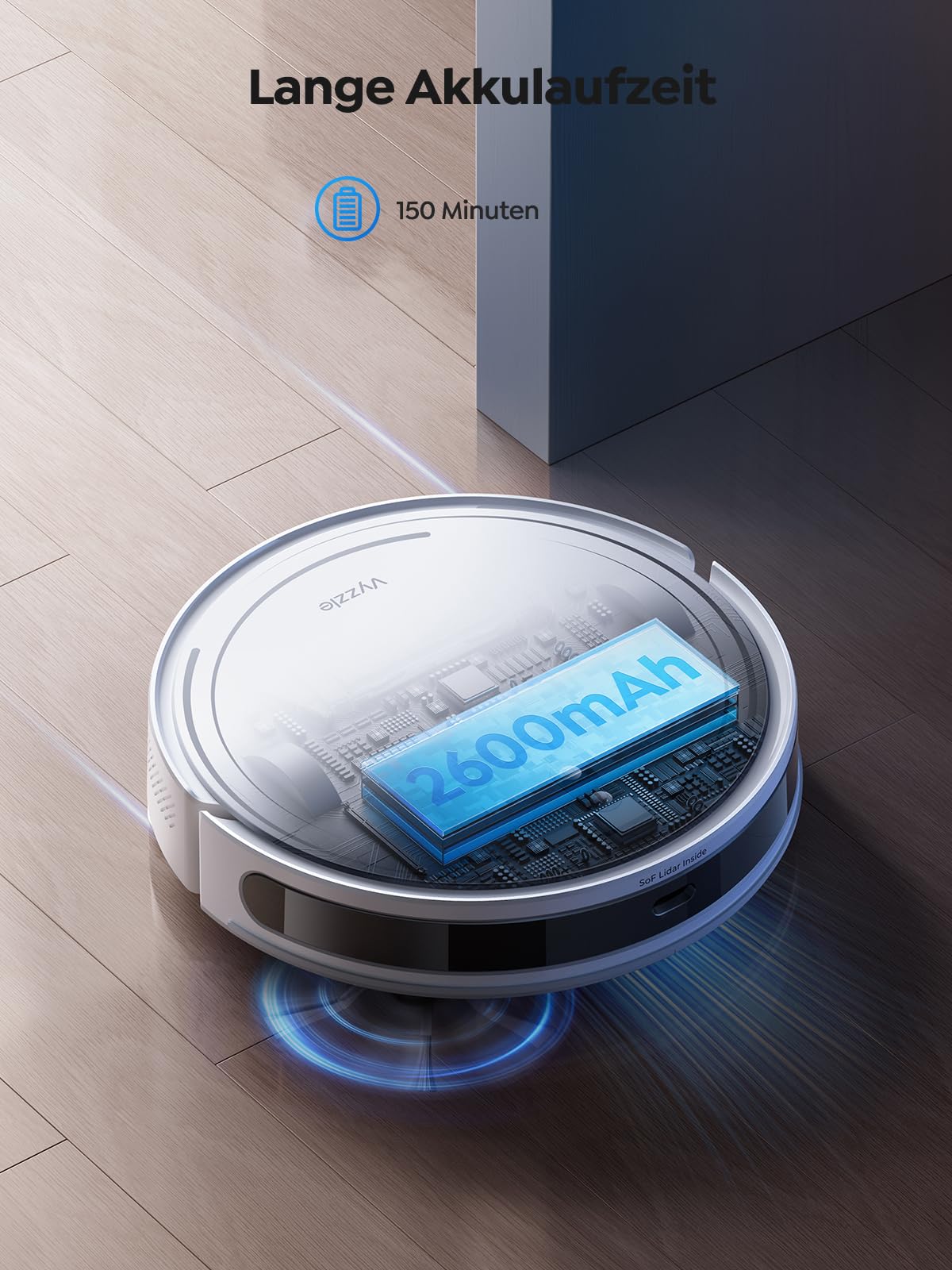 Vyzzle 5000Pa Saugroboter mit Wischfunktion, 3-in-1, Ultradünn, LDS Navigation, App & Alexa Steuerung, Ideal für Tierhaare, Teppich, Böden
