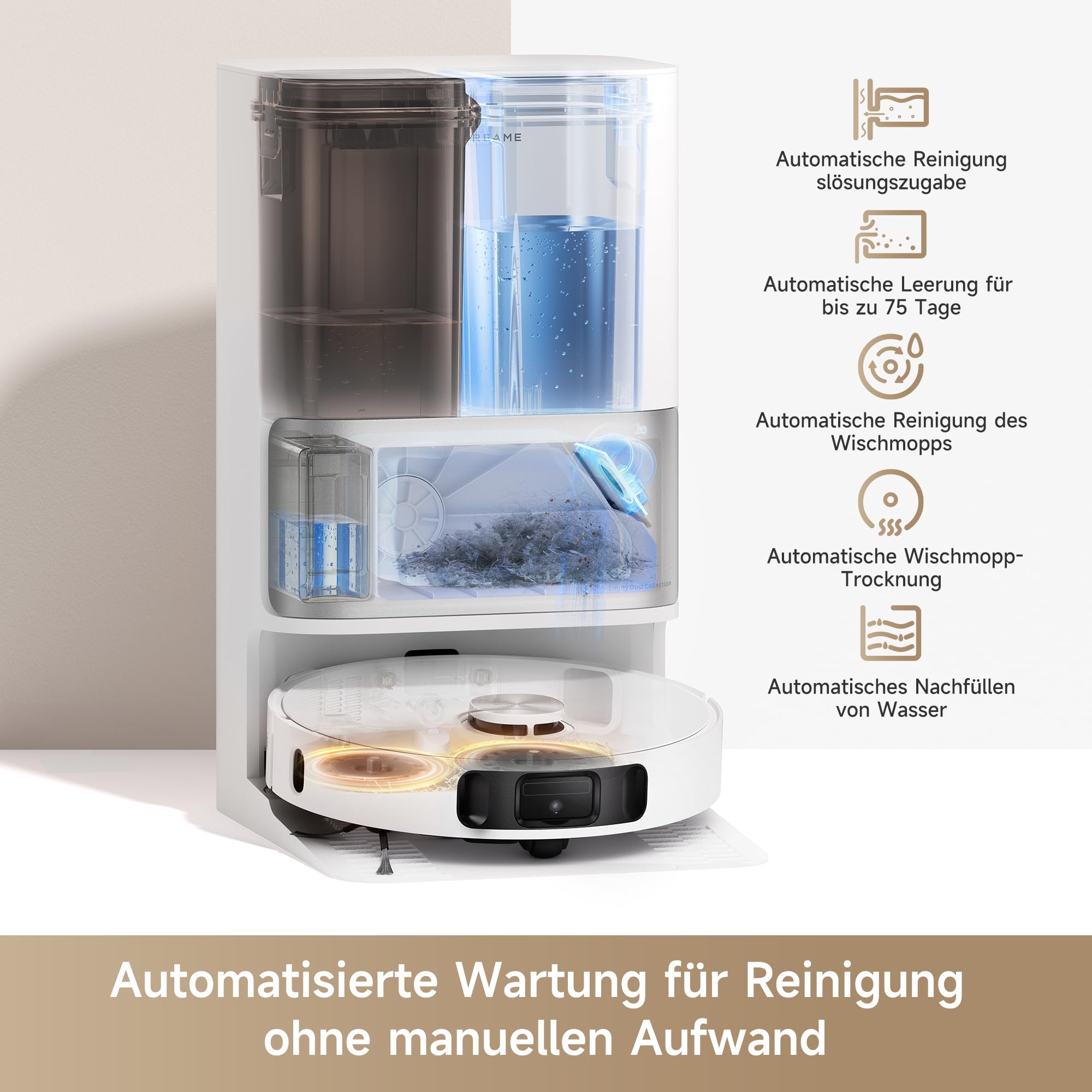 dreame L10s Ultra Gen 2 Saugroboter mit Wischfunktion, 10.000Pa, MopExtend RoboSwing, Haustiermodus, Vielseitige Teppichreinigung, Station
