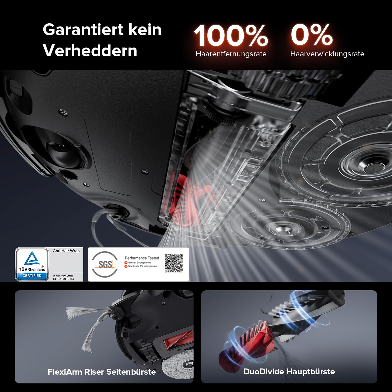 roborock Saros 10R Saugroboter mit Wischfunktion, 7,98cm Slim Design, StarSight 2.0 Navigation, Zero-Tangle System, Teppich & Hartböden