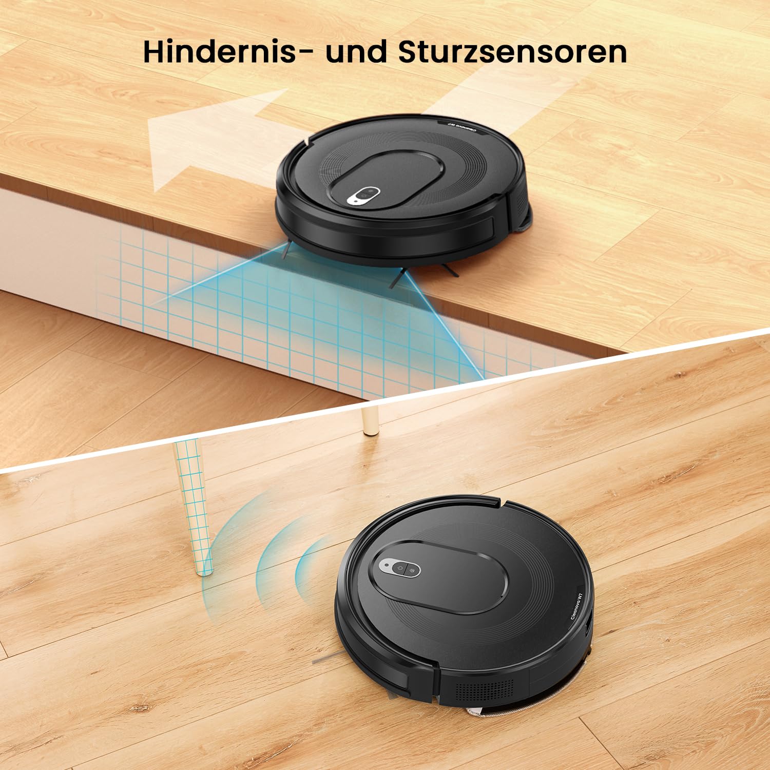 Vexilar W7 Saugroboter mit Wischfunktion, 4000Pa, Bürstenloses Düsendesign, 120Min Laufzeit, Leise, Tierhaar- & Teppichreinigung, Hartböden