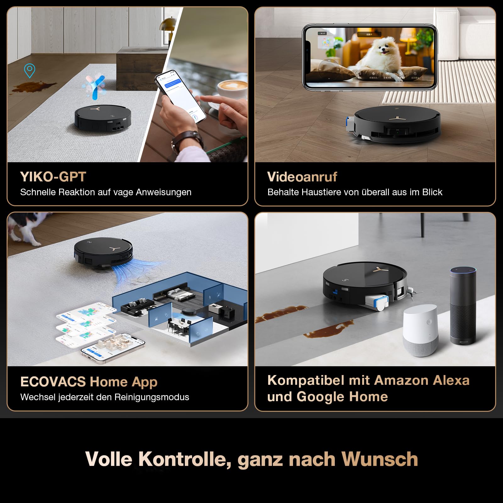 ECOVACS DEEBOT X8 PRO Omni Saugroboter mit Wischfunktion, 18.000Pa, OZMO Roller, 12-in-1 Station, YIKO-GPT Sprachsteuerung, Moppreinigung
