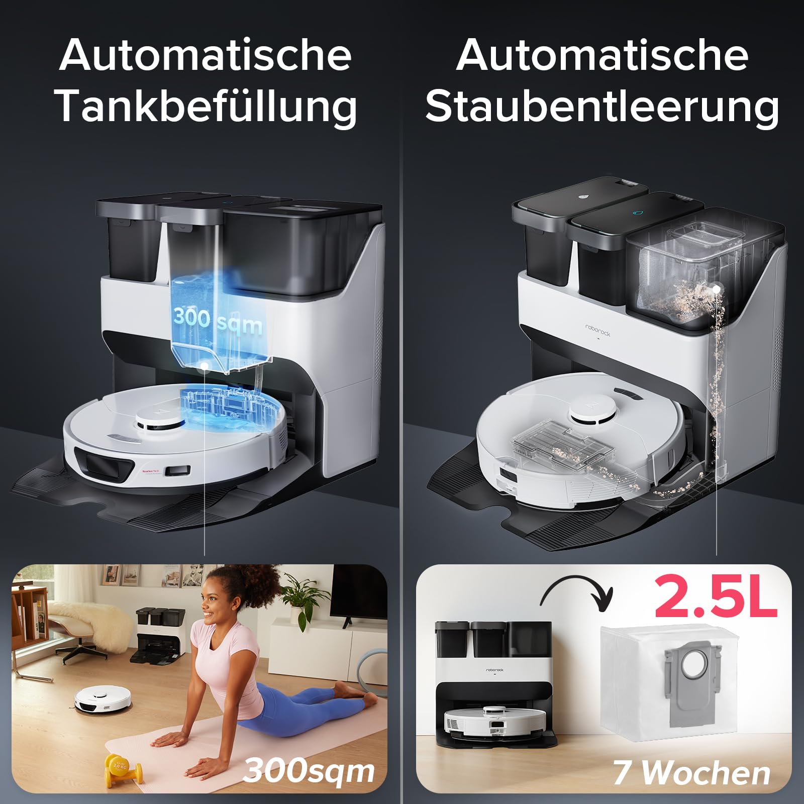 roborock S7 Max Ultra Saugroboter mit 5500Pa, Selbstentleerung, Selbstwaschen, Hindernisvermeidung, App & Sprachsteuerung, Multi-Station