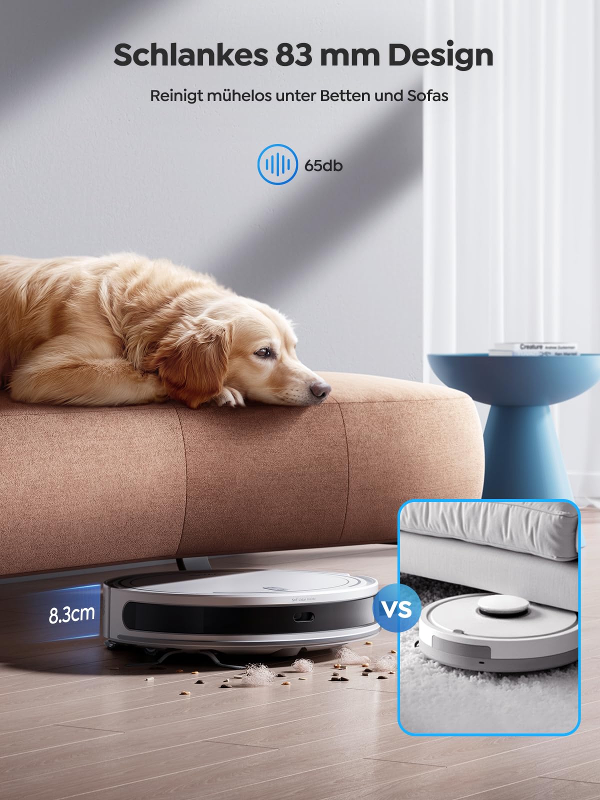 Vyzzle 5000Pa Saugroboter mit Wischfunktion, 3-in-1, Ultradünn, LDS Navigation, App & Alexa Steuerung, Ideal für Tierhaare, Teppich, Böden