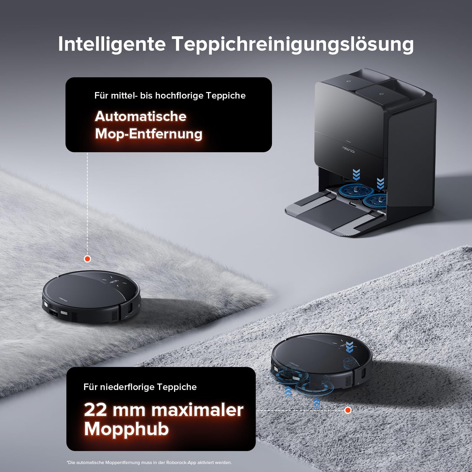 roborock Saros 10R Saugroboter mit Wischfunktion, 7,98cm Slim Design, StarSight 2.0 Navigation, Zero-Tangle System, Teppich & Hartböden