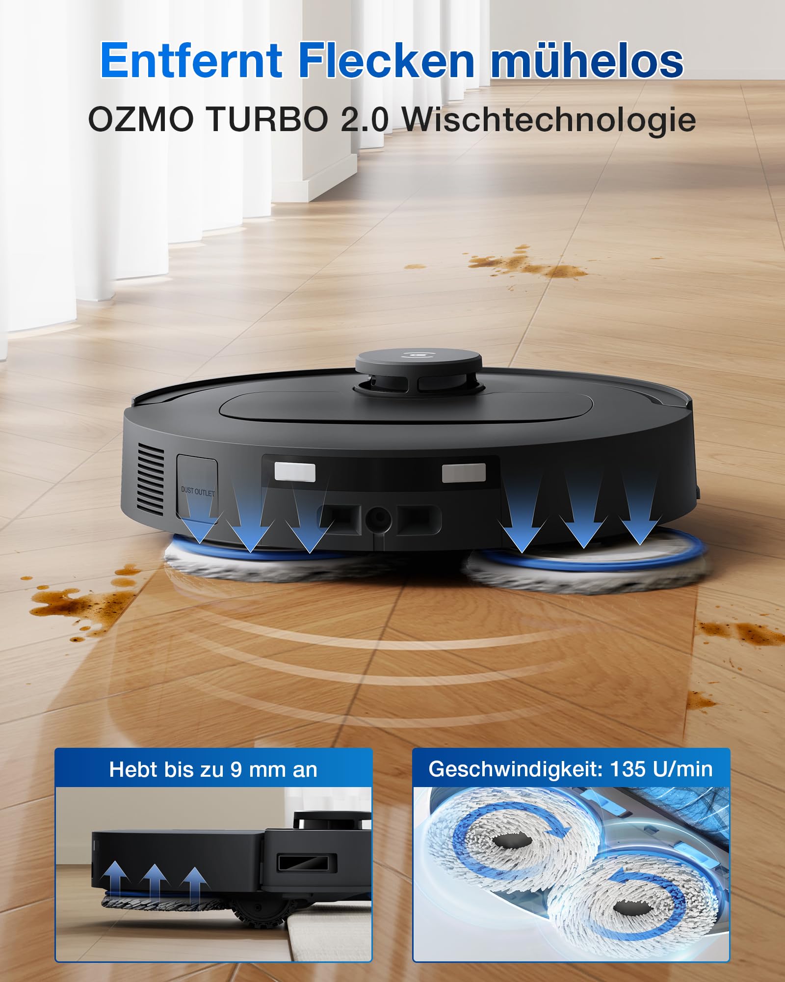 ECOVACS DEEBOT T30C Omni Saugroboter mit Wischfunktion, 20.000Pa, OZMO Turbo 2.0, ZeroTangle 3.0, TruEdge 2.0, 75°C Moppreinigung, Schwarz
