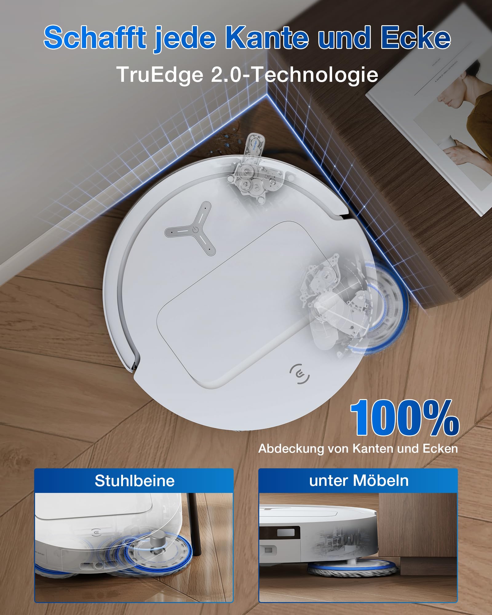 ECOVACS DEEBOT T50 Omni Saugroboter mit Wischfunktion, 15.000Pa, ZeroTangle 2.0, Ausziehbare Bürste, 75°C Moppreinigung, All-in-One-Station